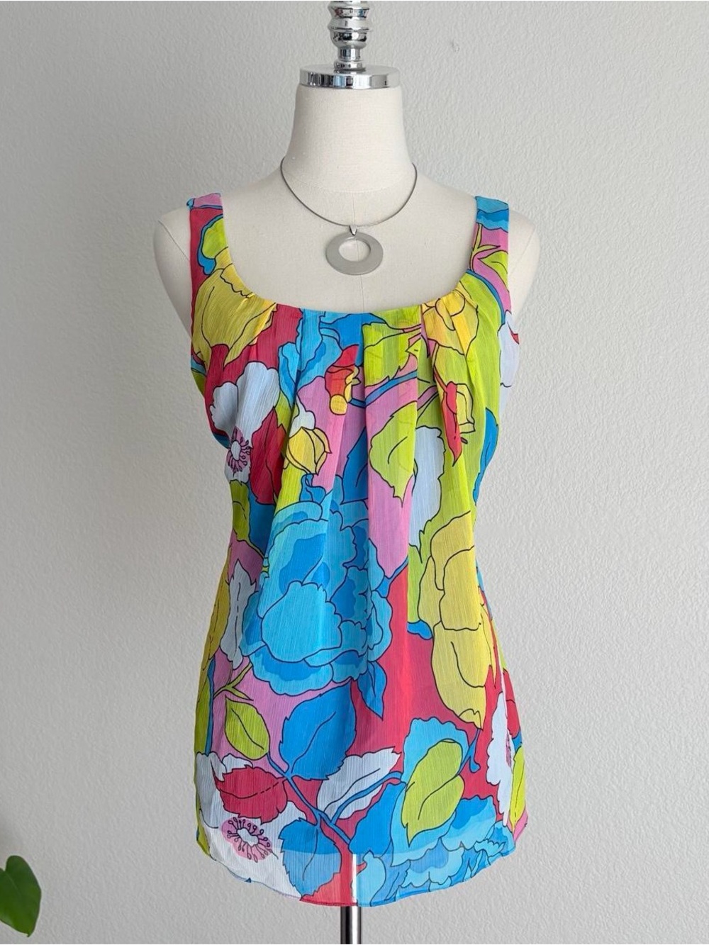 Spense Multicolor Floral Sleeveless Camisole - Blue, Pink, Yellow